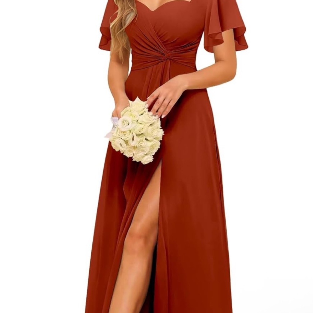Elegant Rust Evening Gown